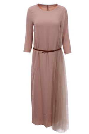 Abito lungo in crepe con plissè in tulle FABIANA FILIPPI | ABD270W398A753VR2